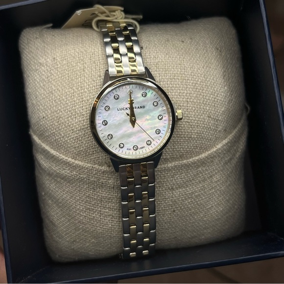 NIB Lucky Brand Two Tone Mother of Pearl Wrist Watch - Picture 2 of 6